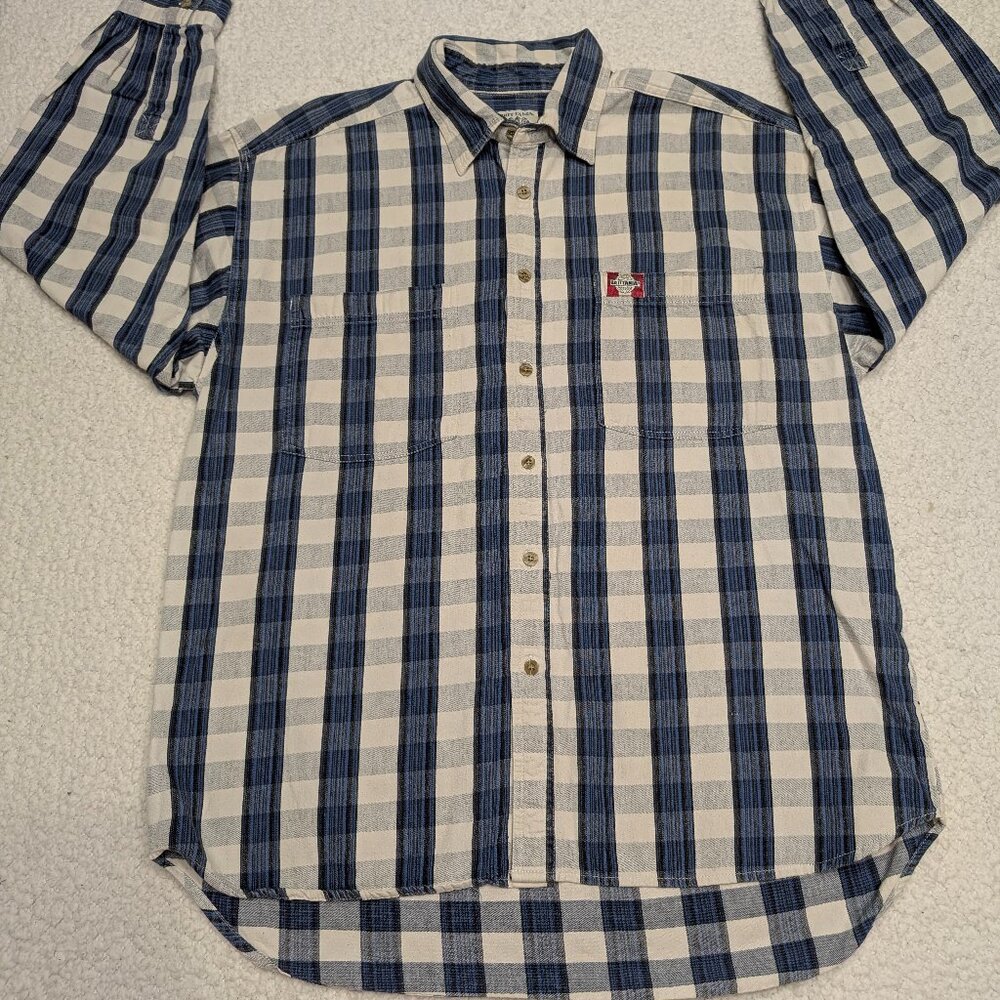 Brittania Vintage Blue Plaid Flannel Shirt - Mens Large - MINT 100% Cotton